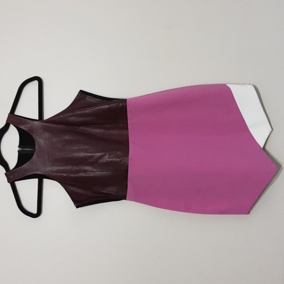 Mason Lambskin asymmetrical min formal dress women 2 colorblock retro temporary - Picture 2 of 10